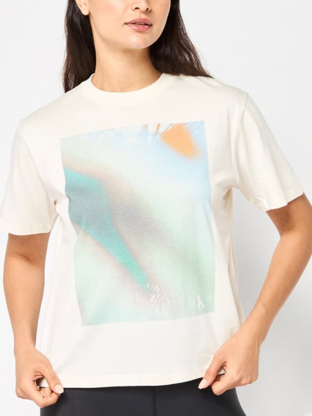 Women's Basic Graphic Tee Calvin Klein Crew Neck Tshirt Sm White Back To School